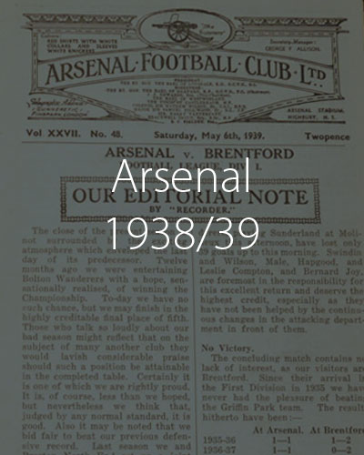Arsenal 1938 1939 Season