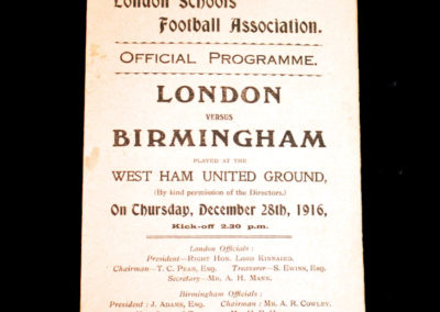 London Boys v Birmingham 28.12.1916