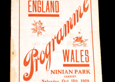 Wales v England 11.10.1919 Patsy Hendren for England [& 51 Tests as well]