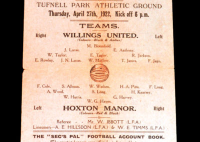 Willings United v Hoxton Manor 27.04.1922
