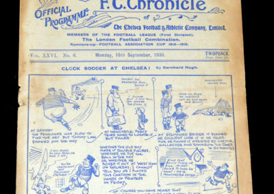 Chelsea v Sheff Wed 15.09.1930 0-0 Jackson debut for Chelsea