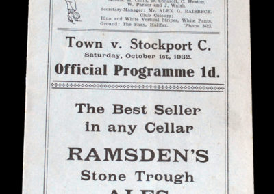 Halifax v Stockport 01.10.1932