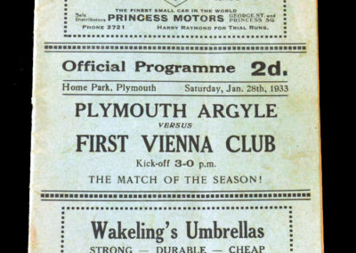 Plymouth v Vienna 28.01.1933 & then Hitler got the German managers job