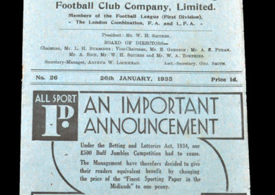 Leicester v Arsenal 26.01.1935