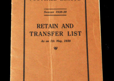 Retain & Transfer List 1938/39