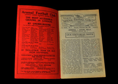 Arsenal v Aston Villa 24.09.1938