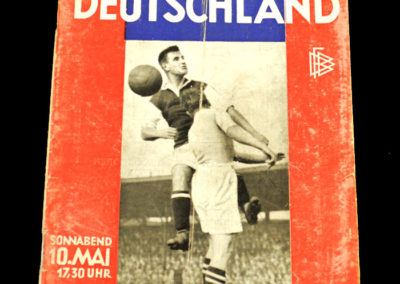 Germany v England 10.05.1930 3-3 Richard Hofmann scored all 3 for the Germans, lost an ear, was banned for professionalism but was still playing for Dresden in the 40s