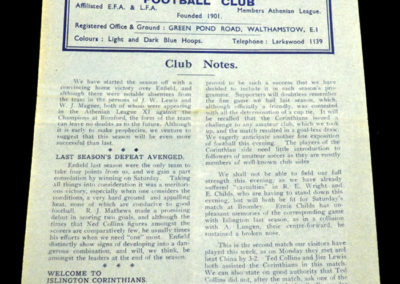 Islington Corinthians v Walthamstow 03.09.1936 | Walthamstow v Barking 07.09.1936
