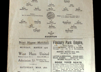 Arsenal v Everton 21.03.1925 Dixie Dean debut for Everton