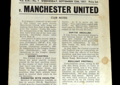 Man Utd v Charlton 12.09.1951