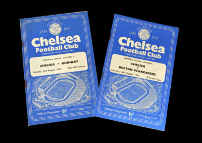 Chelsea v Burnley 23.08.1954 | Chelsea v Bolton 28.08.1954