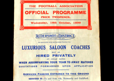 FA X1 v Aldershot & Aldershot Command 18.10.1939