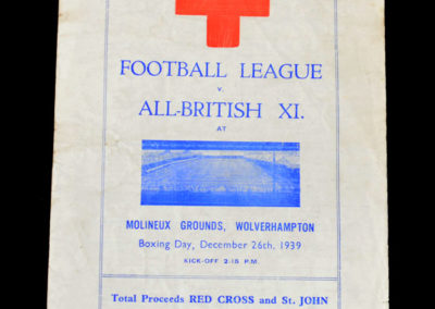 Football League v All British XI 26.12.1939 3-3. Cullis arrives late.