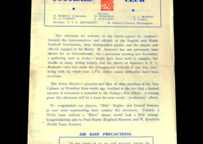 England v Wales 25.10.1941 2-1