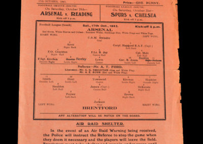 Arsenal v Brentford 17.10.1942
