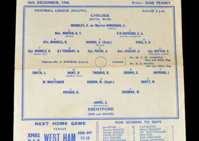 Chelsea v Brentford 16.12.1944