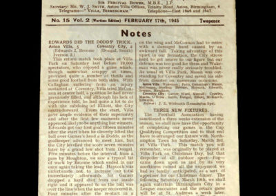 Aston Villa v Wallsall 17.02.1945 (War Cup)