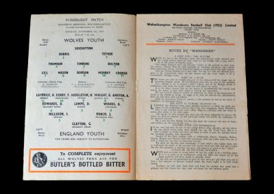 Wolves Youth v England Youth 08.11.1954