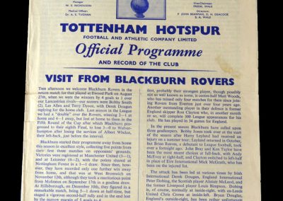 Spurs v Blackburn 31.12.1960