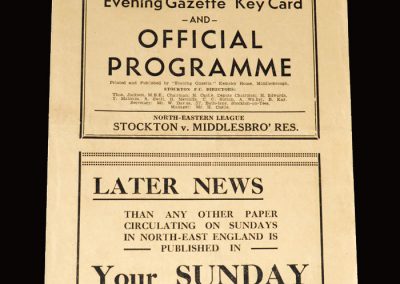 Stockton v Middlesbrough Reserves 25.12.1952