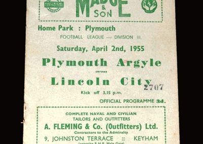 Plymouth v Lincoln City 02.04.1955 1-0