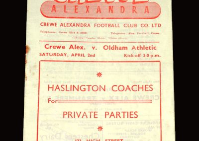 Crewe Alexandra v Oldham 02.04.1955 4-1