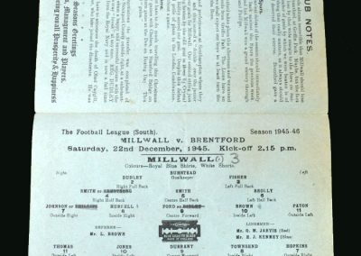 Millwall v Brentford 22.12.1945