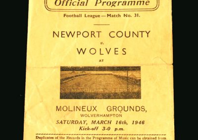 Wolves v Newport 16.03.1946
