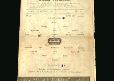 Sunderland v Blackpool 14.09.1946