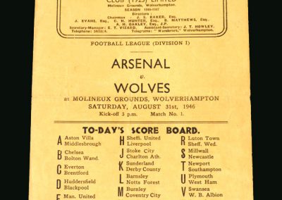 Wolves v Arsenal 31.08.1946