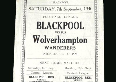 Wolves v Blackpool 07.09.1946