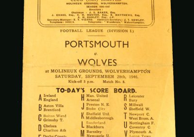 Wolves v Portsmouth 28.09.1946