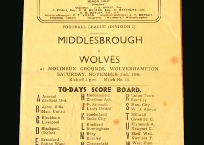 Wolves v Middlesbrough 02.11.1946
