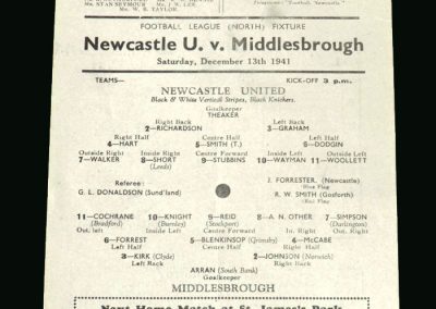Newcastle v Middlesbrough 13.12.1941