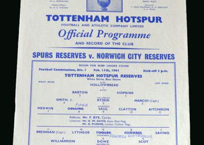 Spurs v Norwich 11.02.1961