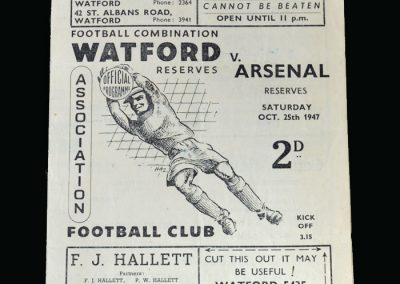 Arsenal v Watford 25.10.1947
