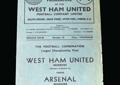 Arsenal v West Ham 01.05.1948 (Football Combination League Championship Final)