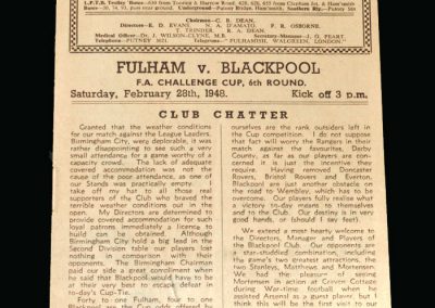 Blackpool v Fulham 28.02.1948 (FA Cup 6th Round)