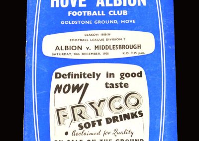 Brighton v Middlesbrough 20.12.1958 (Hat Trick for Clough)