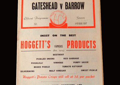 Gateshead v Barrow 24.08.1959