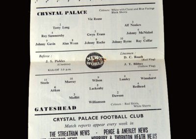 Gateshead v Crystal Palace 19.03.1960