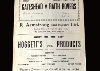 Gateshead v Raith Rovers 28.10.1960