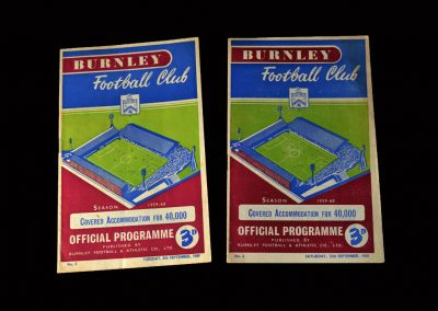 Burnley v Preston 08.09.1959 | Burnley v West Brom 12.09.1959