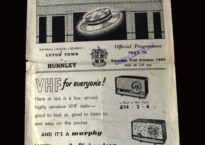 Burnley v Luton 31.10.1959