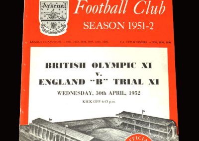 Olympic 11 v England B Trail 11 30.04.1952