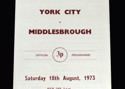 Middlesbrough v York 18.08.1973