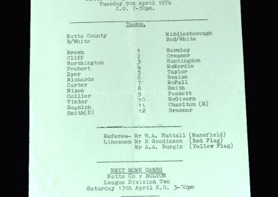 Middlesbrough Reserves v Notts County 09.04.1974 (North Midland League)
