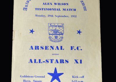 Arsenal v All Stars 11 29.09.1952 (Alex Wilson Testimonial)