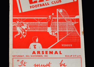 Arsenal v Stoke 29.11.1952