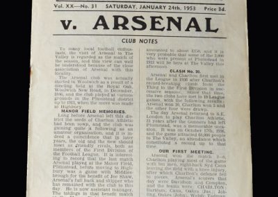 Arsenal v Charlton 24.01.1953